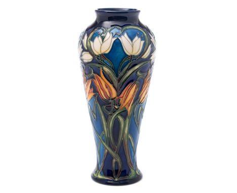  A Moorcroft pottery vase: of slender baluster form tubelined in the Loch Hope pattern after the original by Philip Gibson wi