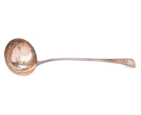 A George III Old English and thread pattern silver soup ladle, maker George Smith III & William Fearn, London, 1795: initiall