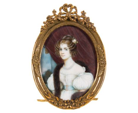 After Moritz Michael Daffinger-A miniature portrait of a young European royal, said to be Princess Metternich:- bust-length i