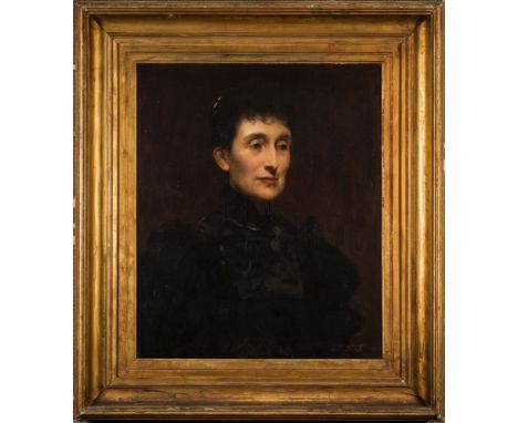 Solomon Joseph Solomon [1860-1927]-Portrait of Emily Wynne, nee Gore-Booth, bust-length:-signed with initials SJS bottom righ