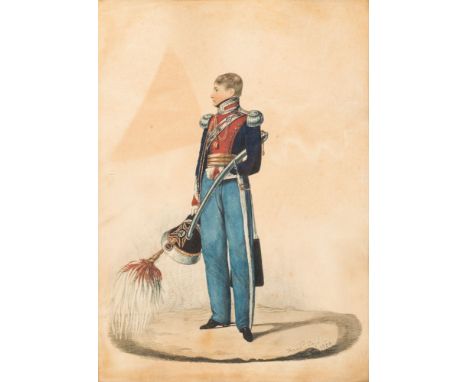 Richard Dighton [1795-1880]-A small portrait of a Prussian Officer:-full-length standingsigned and dated 1828 bottom rightwat