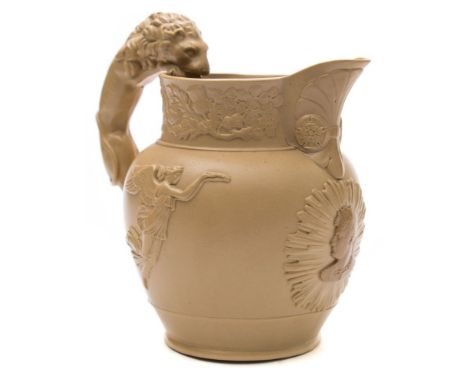 An early 19th century King George IV Memoriam buff coloured stoneware jug:  commemorating the death of the George IV in 1830,