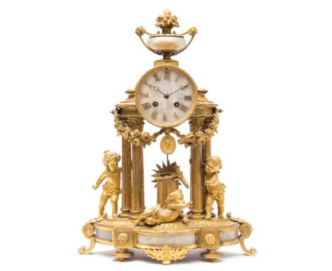 Japy freres a Paris, A French Victorian ormolu mantel clock: the eight-day duration movement striking the hours and half-hour