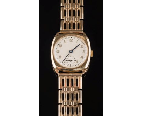 A gentleman's 9ct gold 'Speedwell' wristwatch: with circular dial 24mm diameter in a 9ct gold case and on five bar gate-link 