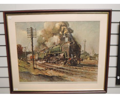 A framed print after Terence Cuneo, Evening Star- End Of An Era, dated October 1963