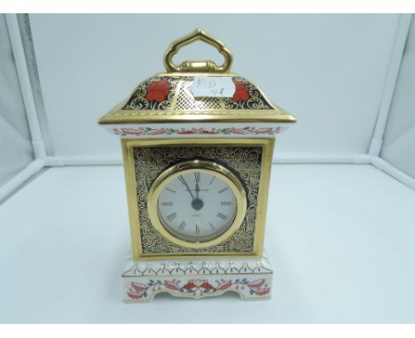 A Royal Crown Derby Old Imari Mantel Clock, 1128 MMII, having quartz movement