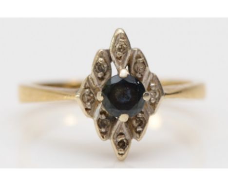 A 9ct gold sapphire and diamond dress ring, M 1/2, 2.6gm 