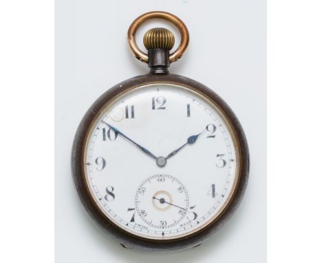 Zenith, a gun metal keyless wind open face pocket watch, 48mm, working when catalogued but not guaranteed for accuracy. 