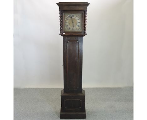 An early 20th century oak cased longcase clock, with Westminster chimes, 185cm high