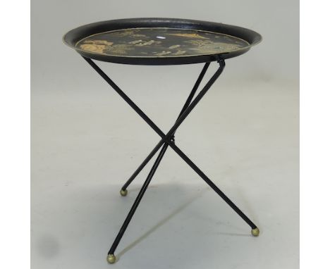 A toleware tripod table, 48cm diameter