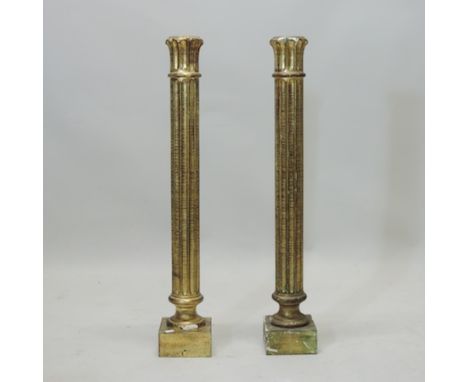 A pair of giltwood lamp stands, in the form of columns, 90cm high