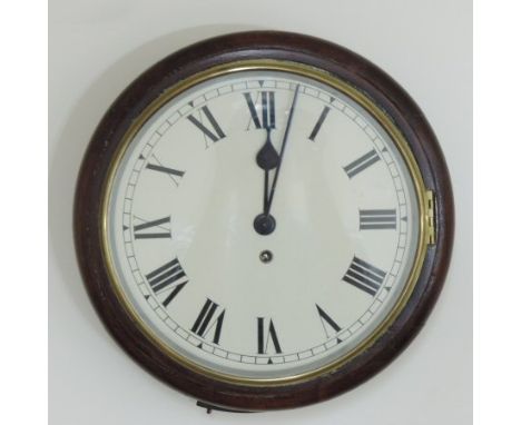 A Victorian mahogany cased wall clock, with a fusee movement, 40cm diameter