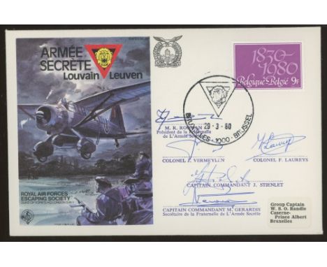 1980 RAF Escaping Society Secret Army in Louvain cover signed by 5 members. Address label, fine. 