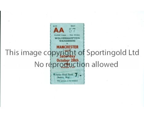 MANCHESTER CITY V WOLVES 1961     Ticket for the League match at City 28/10/1961, slightly creased.     Generally good