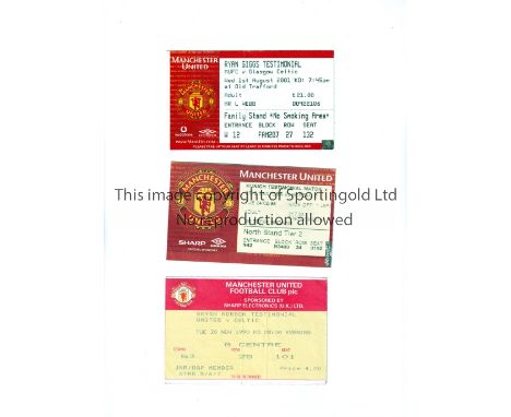 MANCHESTER UNITED   Tickets for testimonials 90/1 Celtic, 97/8 Cantona XI and 01/2 Celtic.   Generally good
