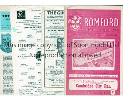 RESERVES AND YOUTH PROGRAMMES     Sixty programmes from 1960's - 2000's including Romford v Cambridge City 2/9/1961, v Bury T