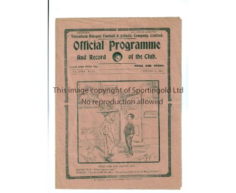 TOTTENHAM HOTSPUR V MANCHESTER UNITED 1926 F.A. CUP     Programme for the tie at Spurs 30/1/1926, slightly creased.     Gener