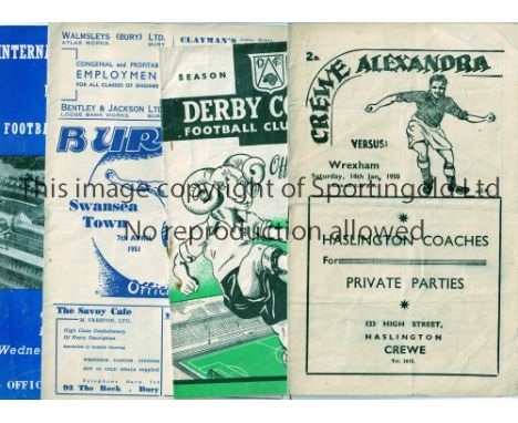 1950'S FOOTBALL PROGRAMMES      Over 40 League programmes from the 1950's including, Crewe Alexandra v Wrexham 14/1/1950, Der