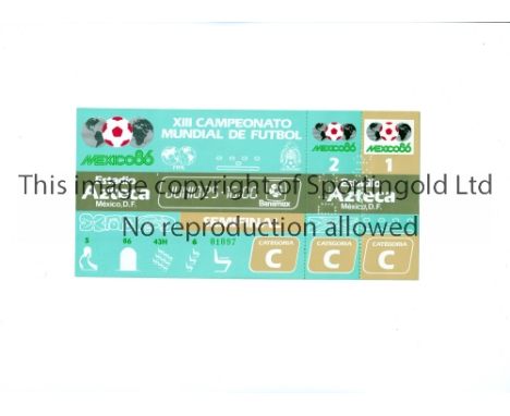 1986 WORLD CUP      Unused ticket for the Semi-Final, Argentina v Belgium 25/6/1986 at the Aztec Stadium. Staple holes on the