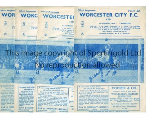 WORCESTER CITY     Eleven home programmes including v Gloucester City 31/8/1959, Southern League Cup, Chelmsford City 2/4/196