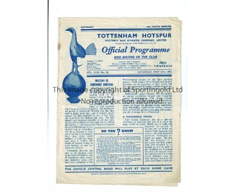 TOTTENHAM HOTSPUR  / FESTIVAL OF BRITAIN     Programme for the home match v Borussia Dortmund 12/5/1951, very slightly crease