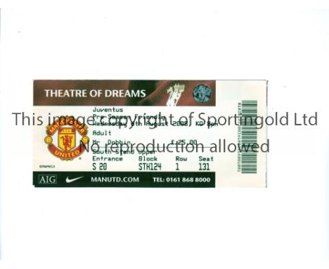 MANCHESTER UNITED      Ticket for the home Friendly v Juventus 6/8/2008     Good