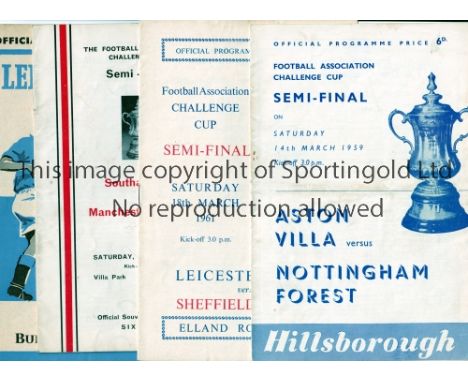 FA CUP SEMI-FINALS      Nine programmes: 1959 at Sheffield Wednesday, 1961 at Leeds United, 1962 Replay at Leicester City, 19