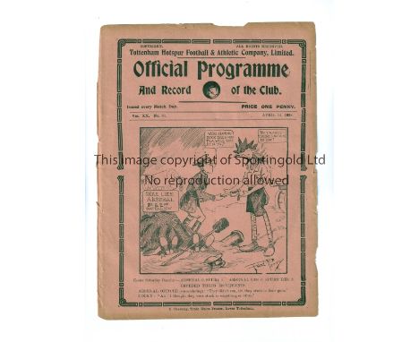 TOTTENHAM HOTSPUR       Programme for the home London Combination match v Swansea Town 14/4/1928, ex-binder, minor paper loss