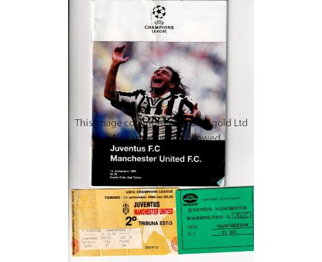 MANCHESTER UNITED      Programme, slight vertical crease, ticket and match Airport Boarding Pass for the away Champions Leagu