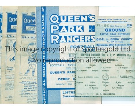 QUEEN'S PARK RANGERS / FA CUP    Four home programmes from the FA Cup tie's v Gillingham 17/1/1948, 3rd round replay, v Stoke