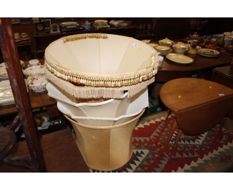 Five miscellaneous large lamp shades