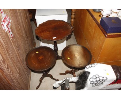Three various mahogany tripod tables