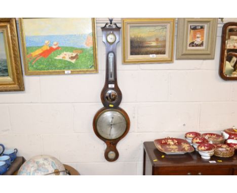 A 19th Century mahogany and box wood strung banjo barometer by Joseph Baptiste 