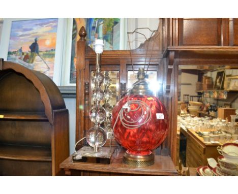A red globe lamp and another