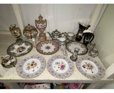 Collection of Noritake china and three Meissen plates.