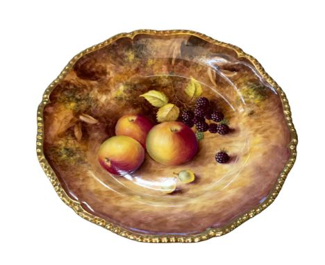 Royal Worcester fruit painted plate by Terry Nutt, 27cm diameter.