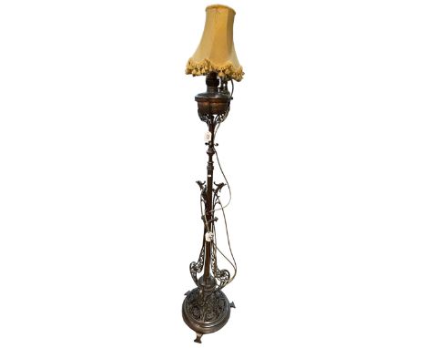 Late Victorian cast iron telescopic standard lamp.