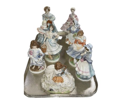 Nine Royal Worcester limited edition lady figures.
