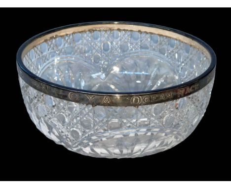 Silver mounted crystal presentation bowl for NECYA Ocean Race Hartlepool to Blyth.