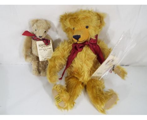 Merrythought Bear - a golden mohair bear, Wellington issued in a limited edition, ca 1990s, approx 38 cm and a further limite