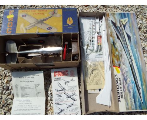 A Frog single seat fighter (Mark V) with accompanying ephemera in original box ca 1950s, and an Airfix boxed kit model Concor