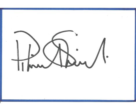 Sir Patrick Stewart signed card approx 4 x 6 inches. Sir Patrick Stewart OBE 13/7/1940 is a British stage, film , television 