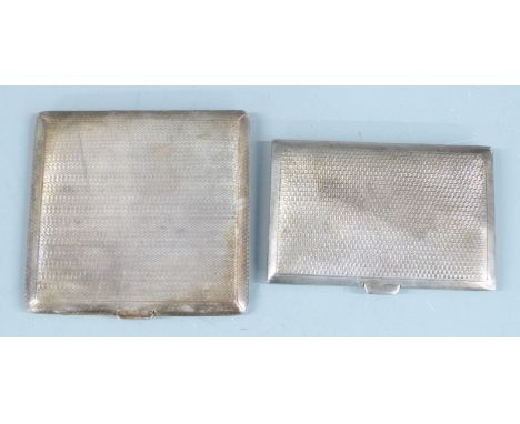 Two engine turned hallmarked silver cigarette cases, weight 147g