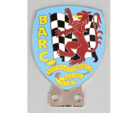 BARC British Automobile Racing Club enamel car badge, height 11.5cm