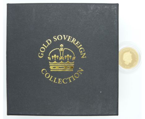 QEII 2013 60th Anniversary gold full sovereign features and Coronation portrait reverse, in deluxe case with certificate, UK 
