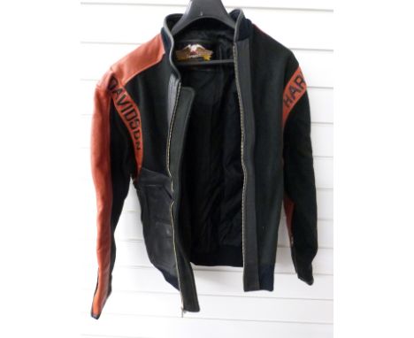 Harley Davidson branded leather and wool gentleman's jacket and short sleeved shirt, both size S, and a Scully fringed suede 