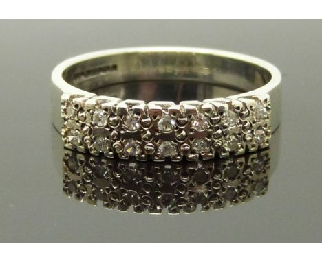 A 9ct white gold ring set with diamonds, size Q/R, 3.51g&nbsp;