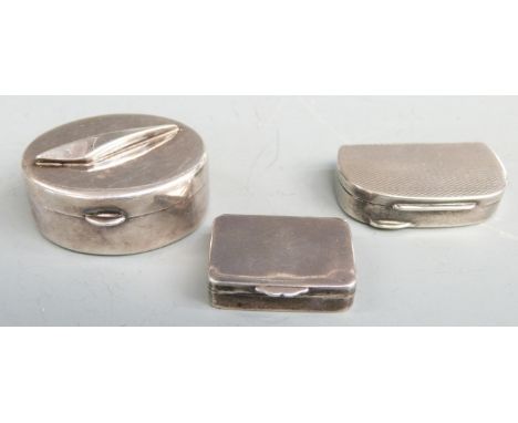 Two hallmarked silver trinket boxes, one Birmingham 1905 the other a modern Concorde example together with a further similar 