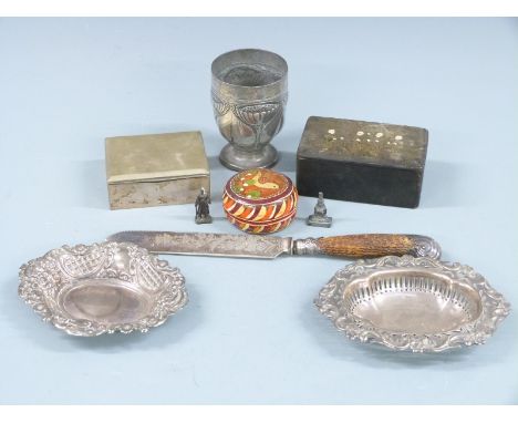 Two hallmarked silver bon bon dishes with embossed decoration, one London 1903 maker&nbsp;William Hutton &amp; Sons Ltd the o