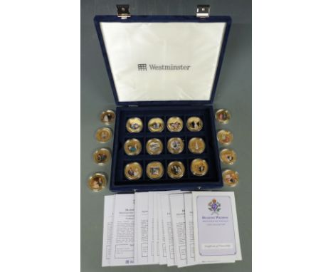 A cased collection of thirty two Diamond Wedding photographic portrait Westminster coins with certificates&nbsp;